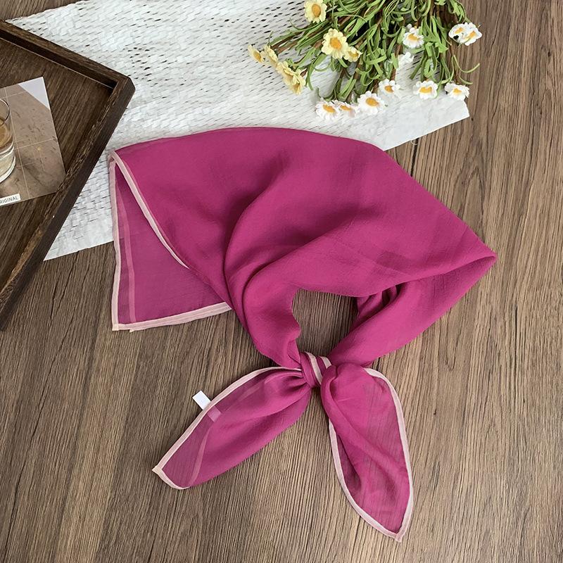 Silk scarf square scarf high-end summer solid color soft fashion scarf with shirt thin scarf scarf shawl