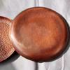 Round Shape Red Copper Cheese Tray,Retro Engraving Hammer Texture Home Portable Food Plate,Snack Fruit Disc Table Decorationk