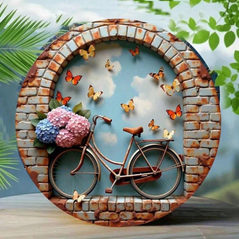 1 Piece 2D Flat Hanging Tin Sign Hand Painted Artwork For Home Wall Decor