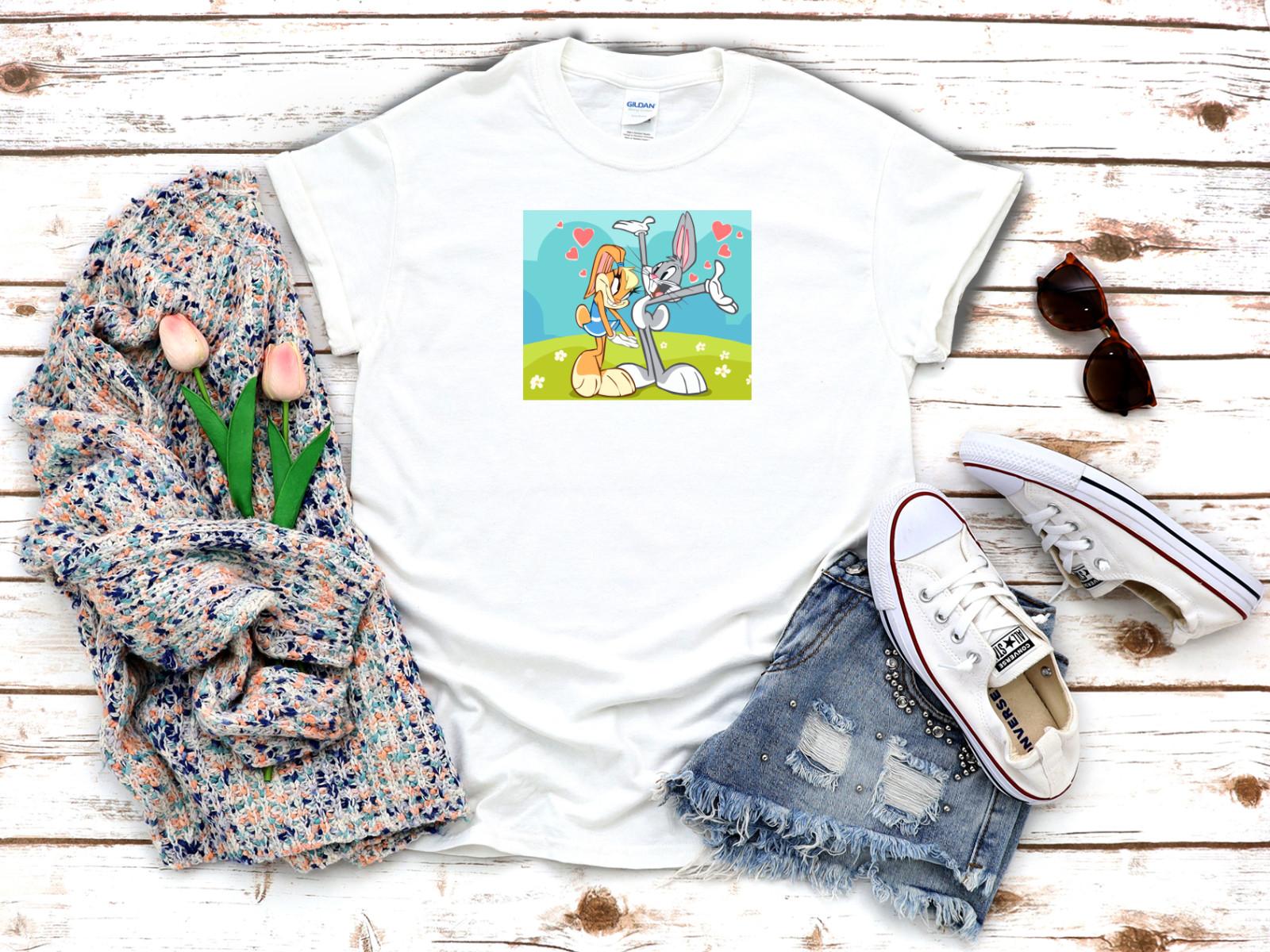 26 Love Lola Bunny & Bugs Bunny White Women s 3 4 Short Sleeve T Shirt K685 Unisex T-Shirt XXXL