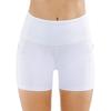 Ronyes Women's Yoga Shorts White Polyester Athletic Fitness Shorts Comfortable Breathable High Waist Stretch