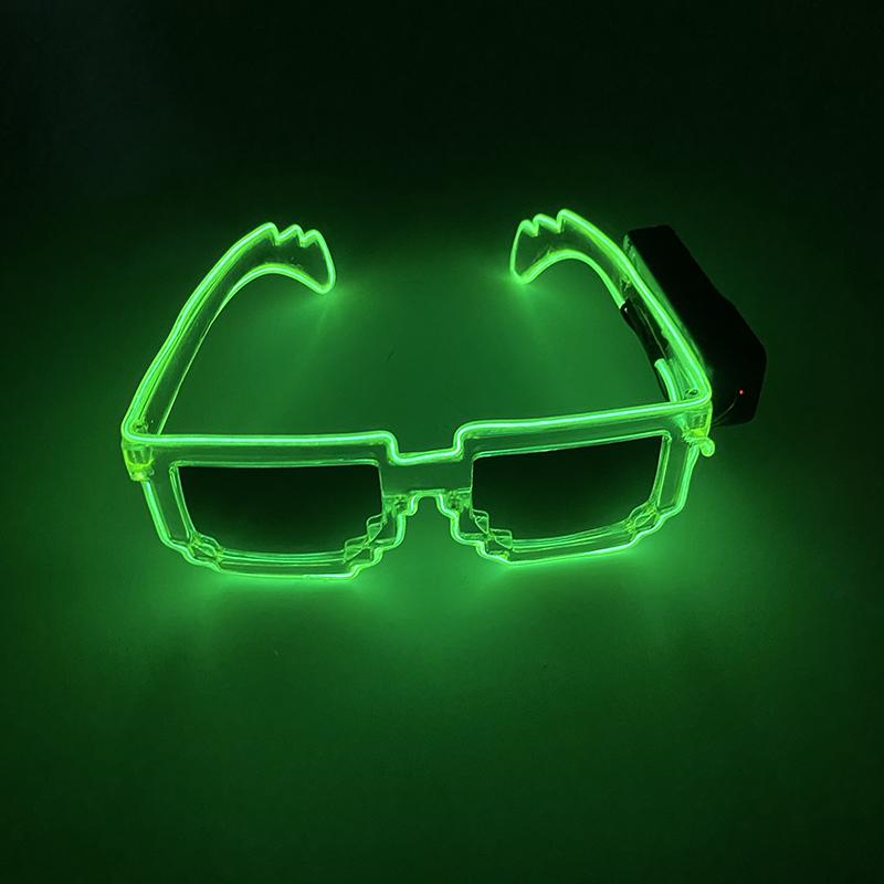 New Design Cool Glowing Mosaic EL Glasses Highly Eye-catching Wireless Eyewear NightClub Props Light up Accessories Neon party