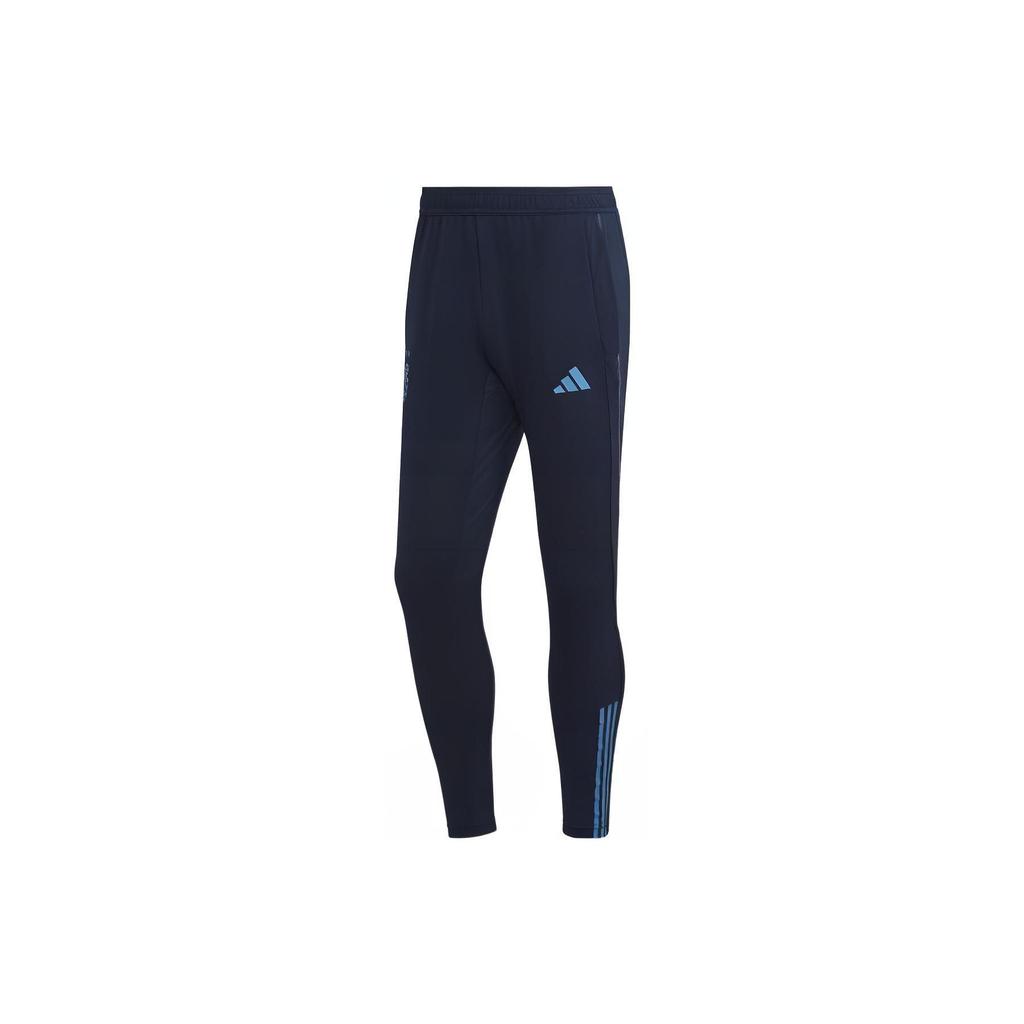 Adidas Argentina Team Slim Fit Sports Pants with Striped Logo for Qatar World Cup Men Bottoms Blue HF3914