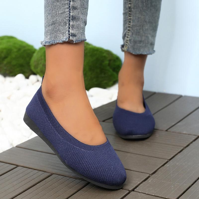 Wish Large Size Round Head Flat Bottom Lazy Single Shoes Women's Flying Weaving Breathable Flat Heel Shallow Mouth eBay