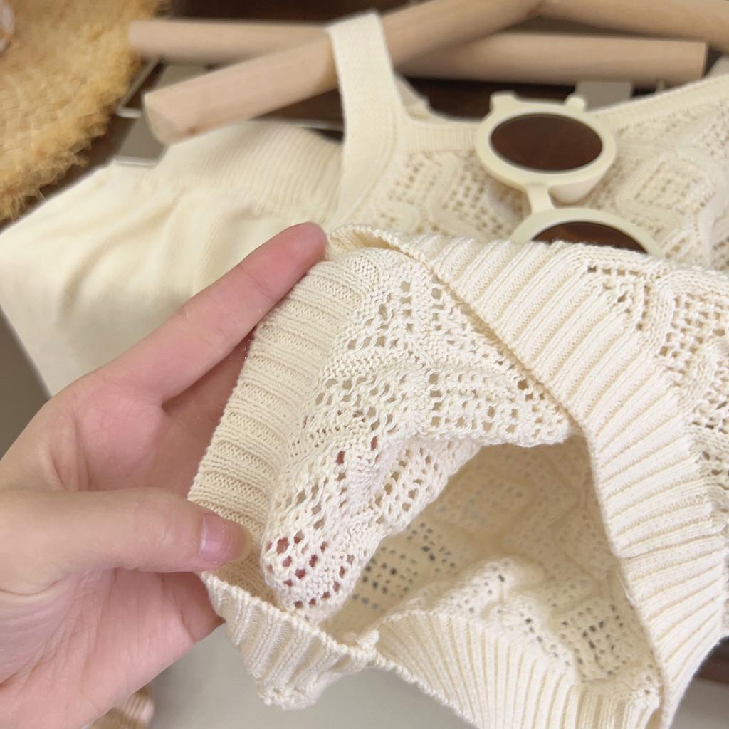 Trendiges Sommer Mädchen Zweiteiler Set mit weichem Baumwoll Tanktop ohne Ärmel und Shorts für Kinder von 3 bis 8 Jahren