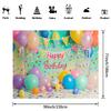 Happy Birthday Photo Booth Background Cloth - Bright Balloon and Cake Patterns, for Ladies' Celebration Parties
