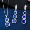 Ki0093 Square Zircon Jewelry, Earrings, Pendant, Two-Piece Set, Color Retention.