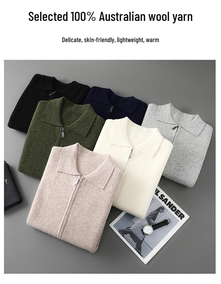 Herren Strickjacke aus 100% reiner Wolle - Dick, Locker, Trendige Reversjacke für Herbst/Winter, Große Größen erhältlich