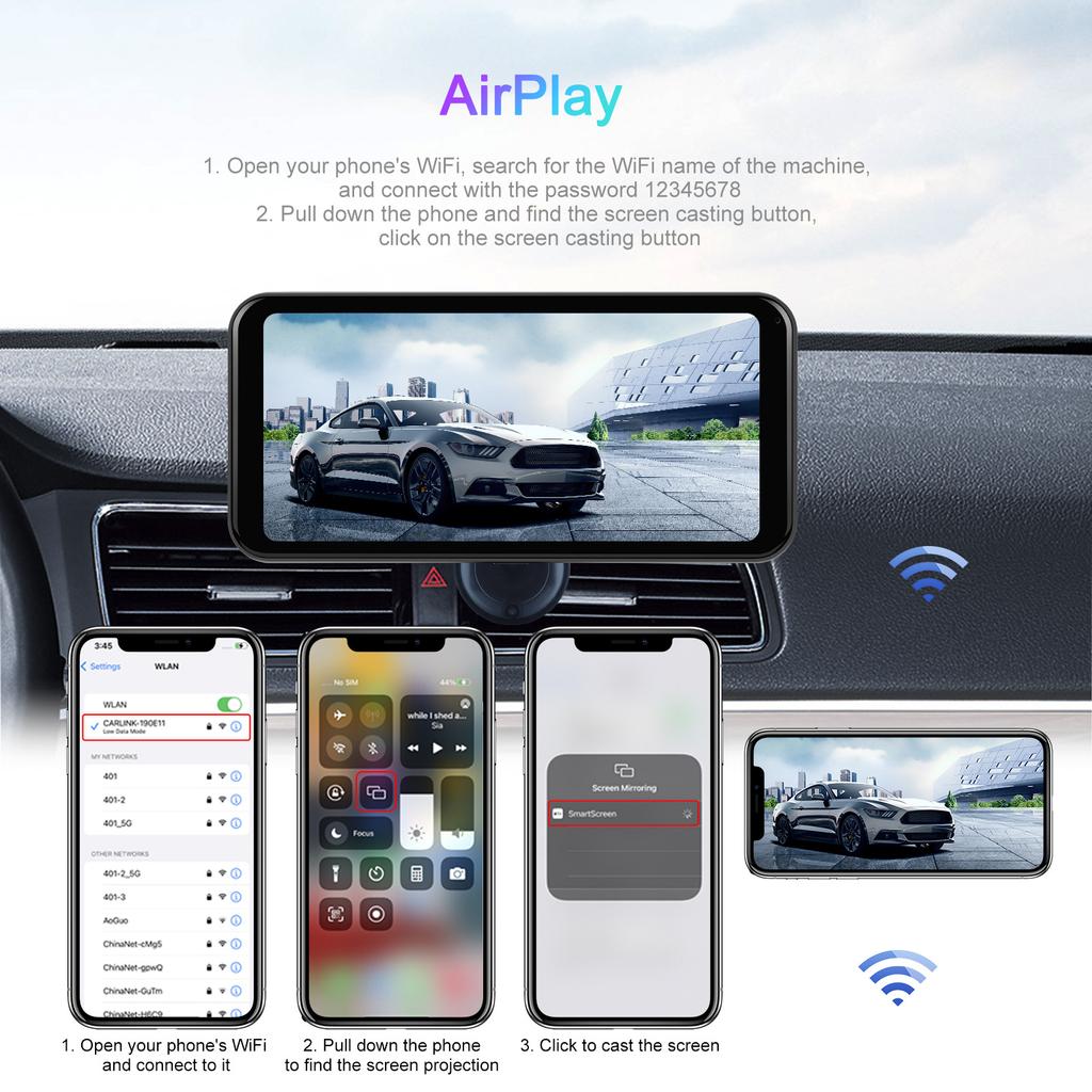 6.25inch Car Radio Wireless CarPlay Android Auto Multimedia Video Player Portable Touch Screen With USB AUX For Rear View Camera