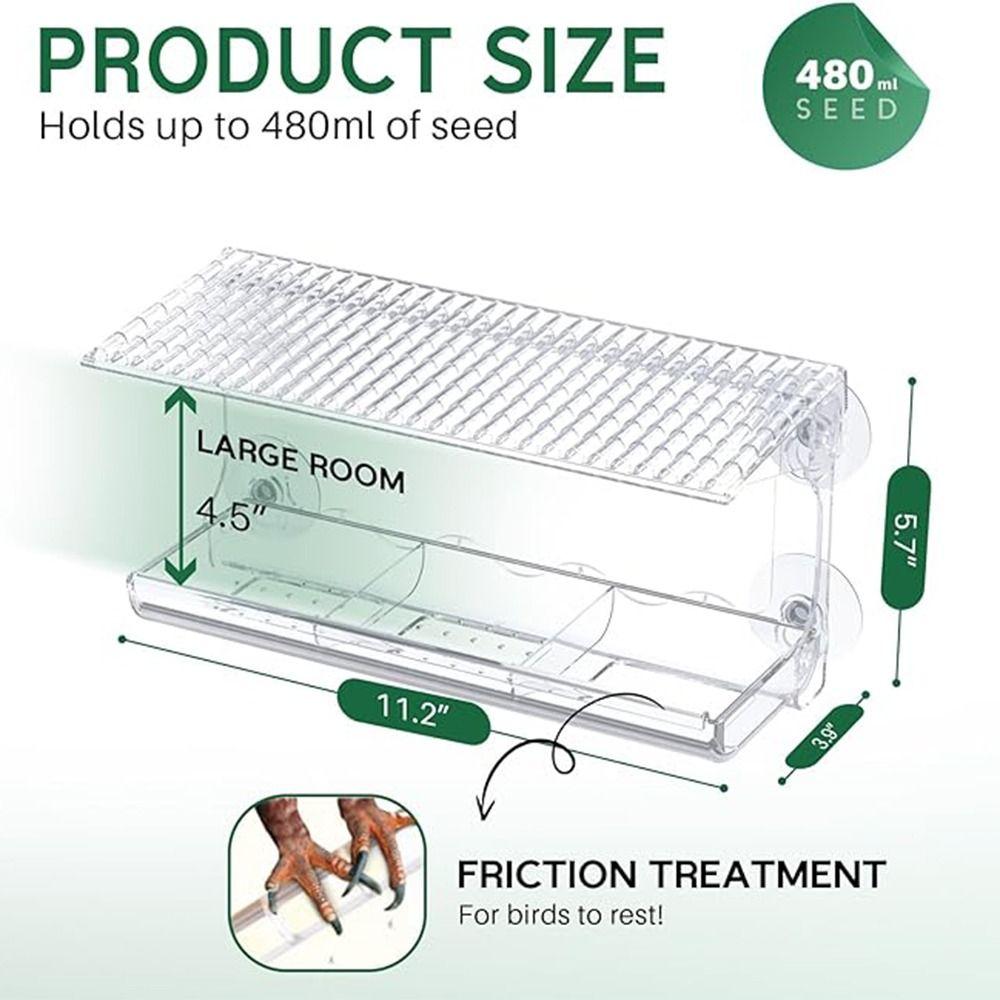 Clear Window Bird Feeder Drainage Hole Bird Food Container Transparent Bird House Bird Supplies