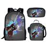 Zaino Scuola per Bambini Zaino per Laptop Zaino Giornaliero Borsa Pranzo Astuccio Musica Chitarra Stampa 3D Novità Divertente Cool di Lusso 3pz/Set