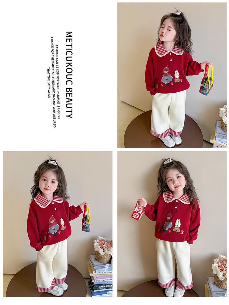 Girls' Cartoon Two-Piece Sweatshirt Set - 2025 Spring/Autumn Fashion, Fake Layered Style Casual Outfit