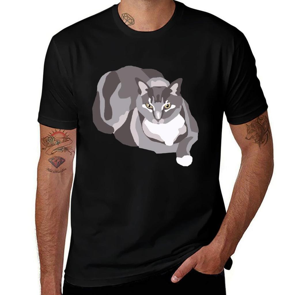 Lazy Annoyed Cat Tshirt Antifade Casual Tee Shirt