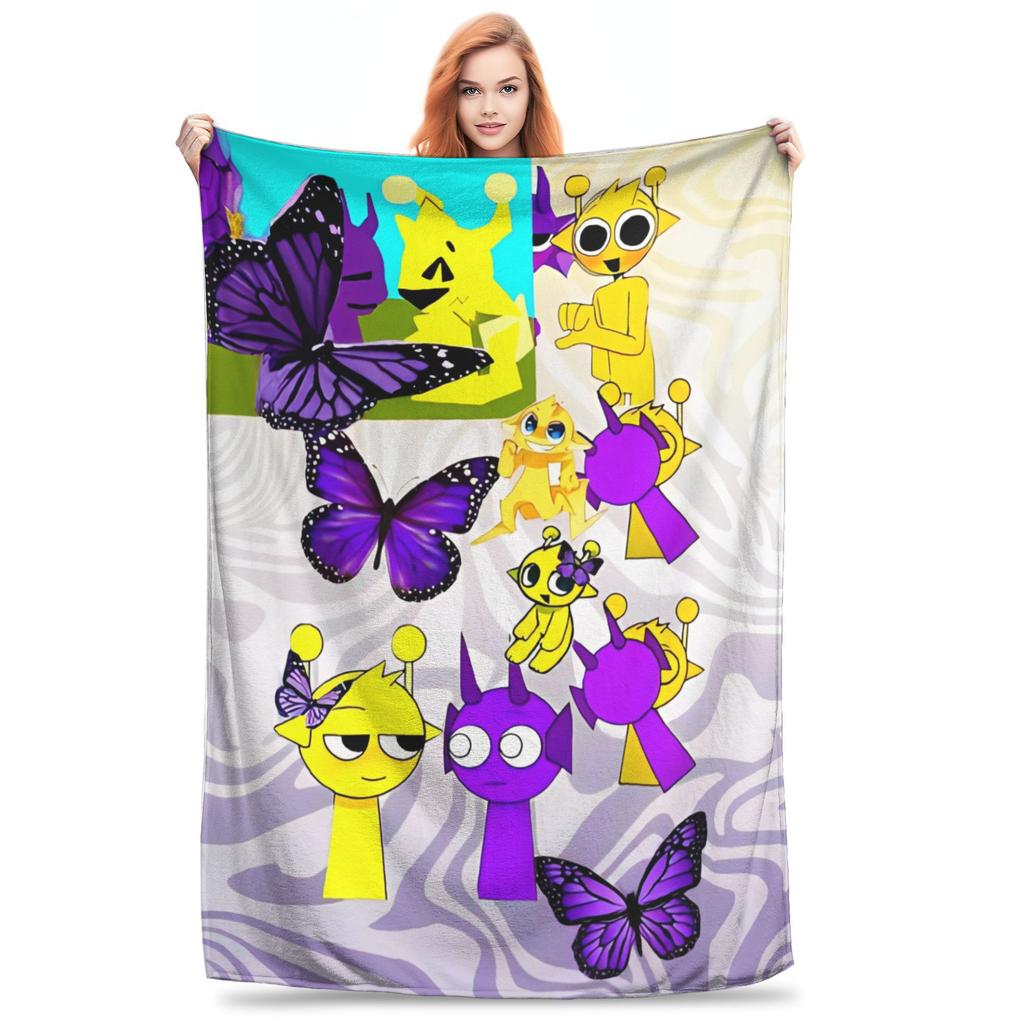 Incredibox Sprunki Game Blanket Fleece Spring/Autumn  Portable Warm Throw Blanket for Home Outdoor Plush Thin Quilt