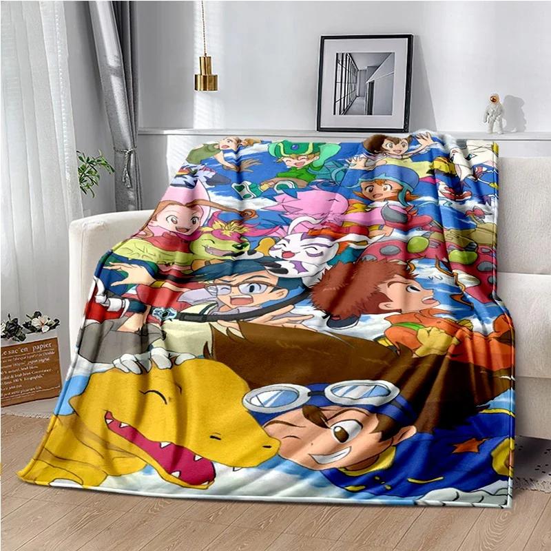 Japane Cartoon D-Digimon Throws Blanket Sofa Hiking Picnic Super Soft Quilt Bed Thermal Cute Anime Flannel Blanket Birthday Gift