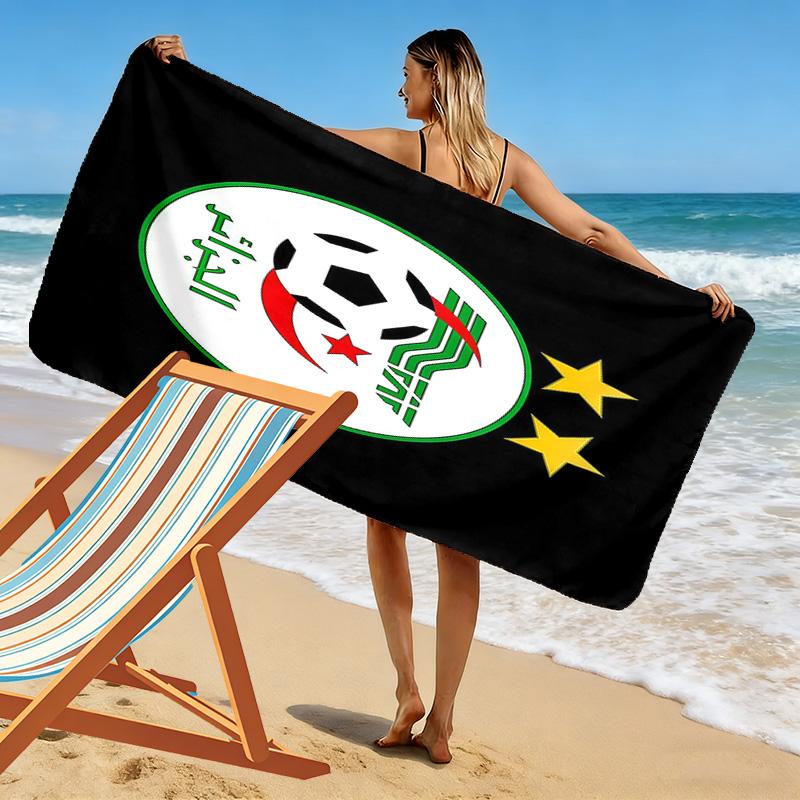 Algeria National Football Team Print Beach Towel, Large Soft Quick Dry Towel for Beach Camping Swimming