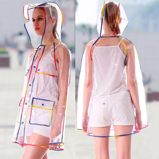 Erwachsene Transparente Verdickte Kapuzen-Langarm Wasserdichte Regenjacke Poncho Regenbekleidung