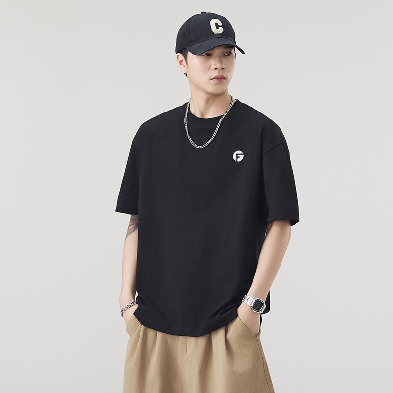 New Summer Men's Cotton Round Neck T-shirt Fashionable Loose Short-sleeved Top Short