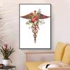 Flower Brain Heart Skull Organ Anatomy Wall Art Canvas Painting Medical Posters and Prints for Doctors Offices Hospitals Decor