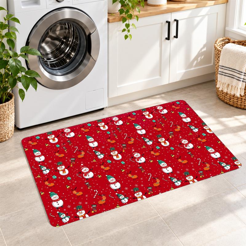Flannel Kitchen Mat Christmas Soft Area Rug Non Slip Floor Carpet Home Decoration