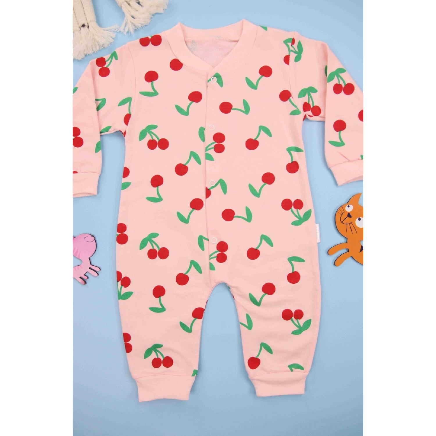 

Розовый детский комбинезон с вишневым узором 0-3 AY