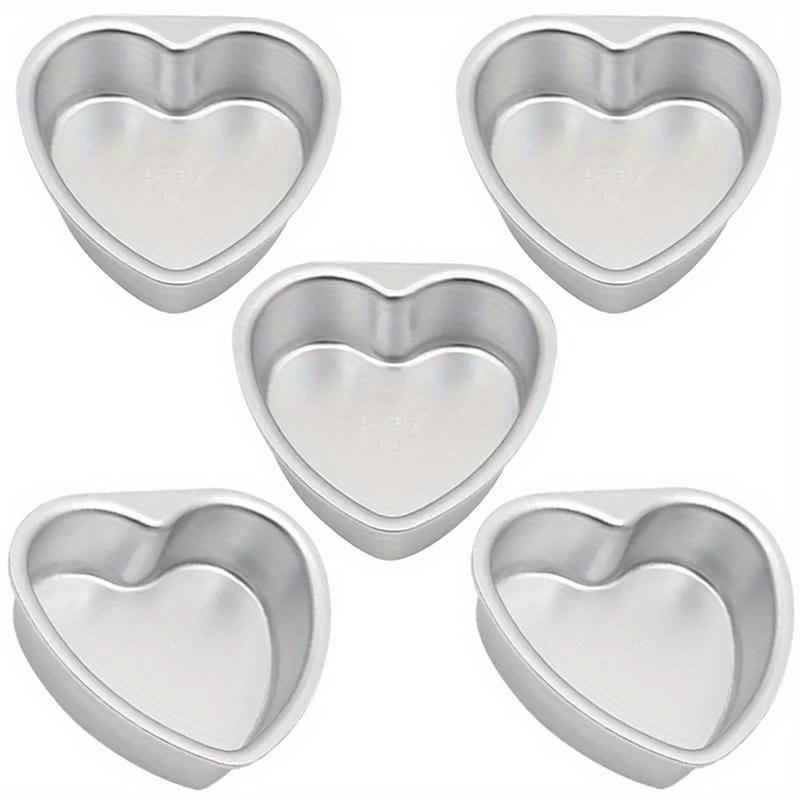 3 Inch Heart Shaped Cake Pan Mold Solid Bottom Aluminum Alloy Chocolate Cake Pan Silver Tin Baking Mold Mould