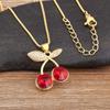 Nidin High Quality Apple/Grape/Cherry Sparkling Zircon Pendant Necklace For Women Men Fashion Cute Chain Link Jewelry Party Gift