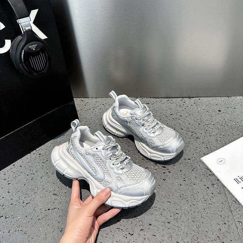 Dad Shoes Women's New Versatile Thick-soled Single-mesh Breathable Sports and Leisure Shoes Running Shoes