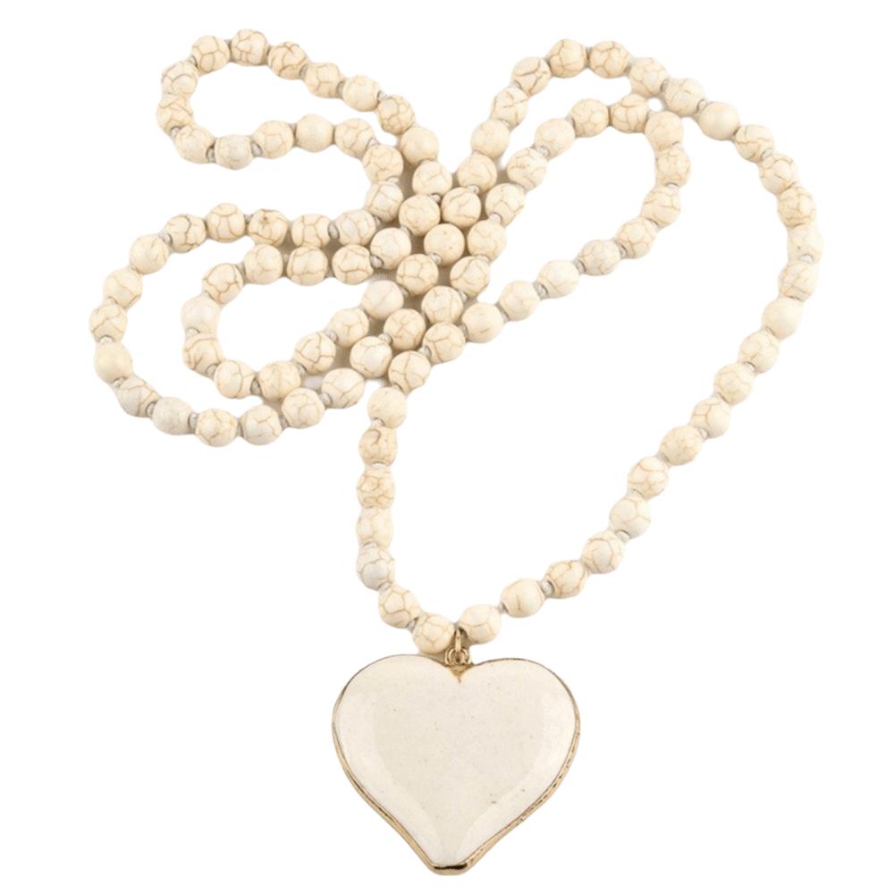 Knot Design Love Pendant Necklace Heart Shape Pendant Boho Necklace Stone Necklace  Ethnic Style белый