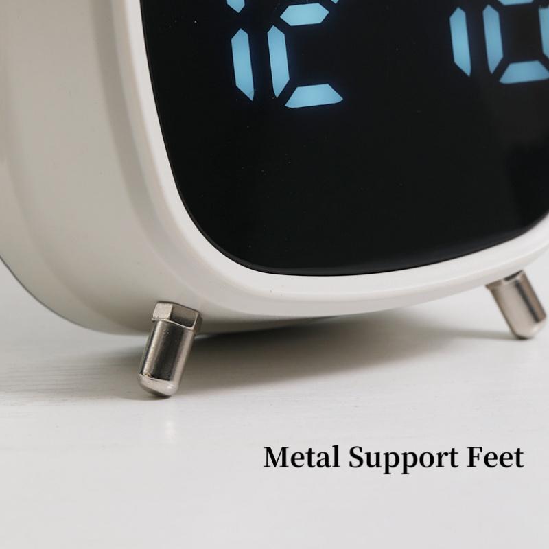 Relógio LED Despertador Digital Exibição de Data Temperatura Controle por Voz Volume Alto Brilho Ajustável 12/24H Soneca Relógio de Mesa