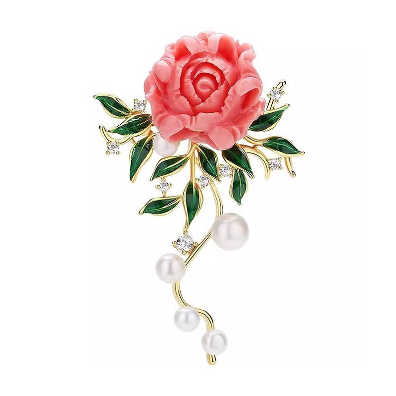 National Beauty and Heavenly Fragrance Peony Brooch, High-end Pearl Brooch, Suit Coat Enamel Pin