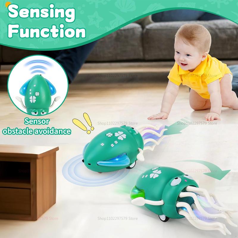 Kids Induction Electric Octopus Pet Crawling Toys for Toddlers Electronic Musical Pets Toddler Moving Obstacle Avoidance Gifts