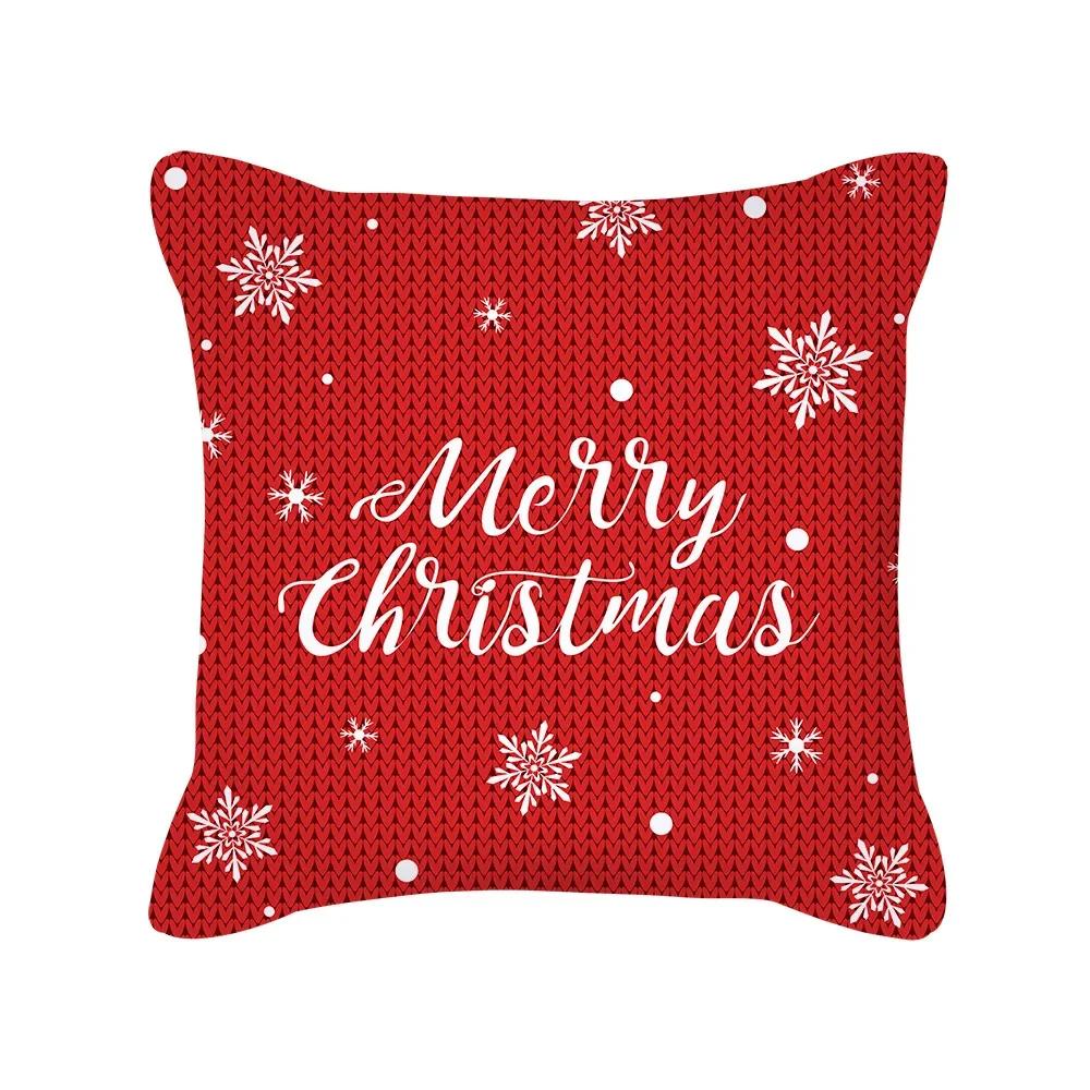 Red Christmas Elk Snowflake Letter Pillow Case Cushion Cross-Border New Home Furnishing