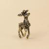 Solid Brass Sika Deer Figurines Hand Carved Details Durable For Home Office Desktop Decoration Gift Collection