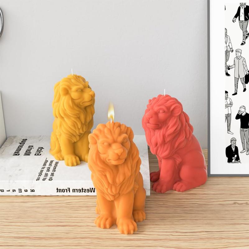 3D Lion Silicone Candle Mold DIY Animal Plaster Ornaments Crafts Mold Aromatherapy Candle Handmade Soap Resin Mould Home Decor