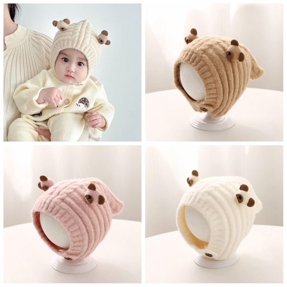 Warm Baby Knitted Hat Soft Kids Earmuffs Cap Fashion Children Pullover Cap  Boys