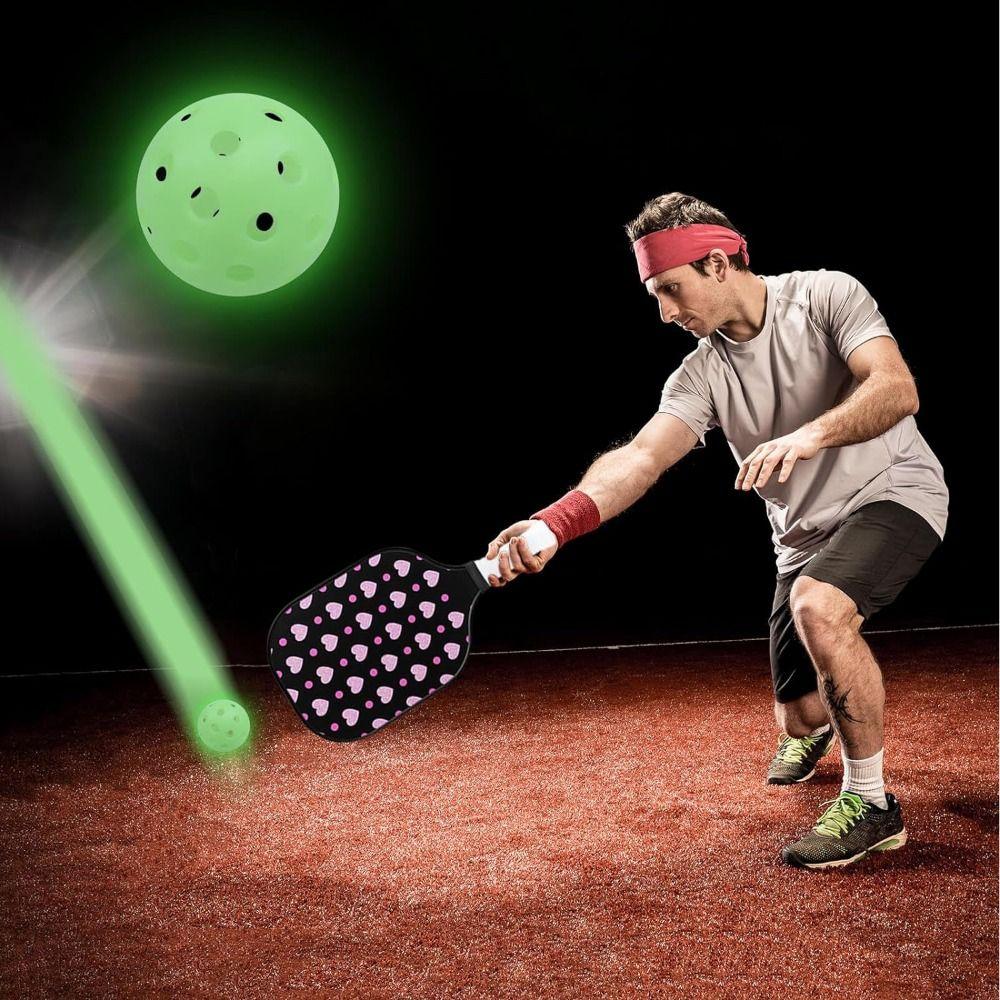 Durable Luminous Pickleball Ball Green Light Glow in The Dark Pickleball Balls Women