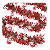Christmas Gift Embellishment Snowflake Tinsel Garland, 200cm Light Blue Purple Foil Tree Ornament Ribbon Strip for Staircase Window, Holiday