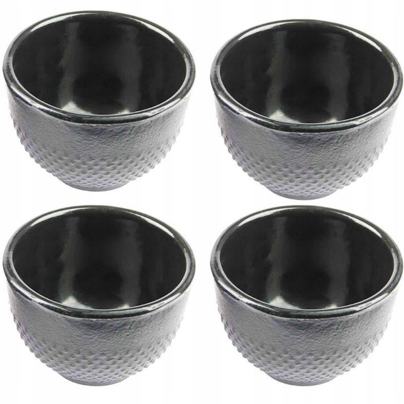 CAST IRON HERBAL TEA CUPS SET OF 4, BLACK ENAMELLED, 100ml