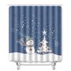 Christmas Shower Curtain Floor Mat Combination Four-Piece Set Bathroom Toilet Carpet Shower Room Mat Foot Mat