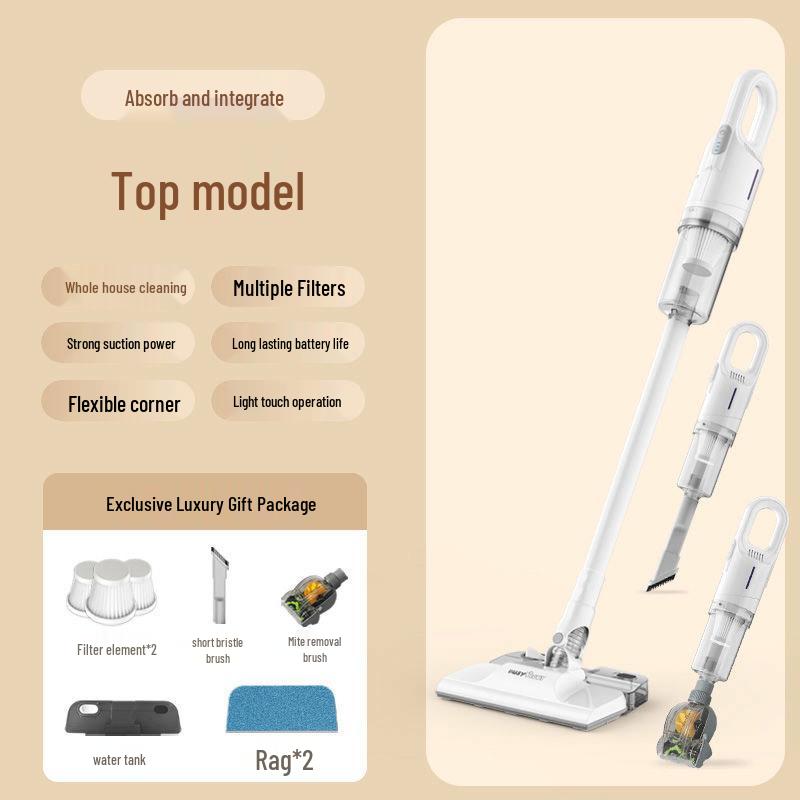 Cordless All-in-One Silent Vacuum & Wet Mop - High-Power Handheld Dust & Mite Remover for Home