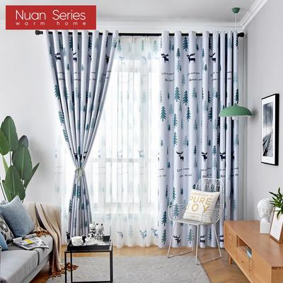 1PC 70-80% Blackout Ins Style Nordic Deer Polyester Fiber Personalized Printed Curtains Sheer Curtains for Bedroom Living Room Home Decor Nuan Series