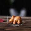 Cute Little Hippopotamus Desktop Tea Pet Wood Carving Ornament Handcrafted Wooden Hippo Figurin Tabletop Decor Children Gitfs