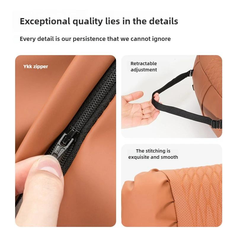 Quality Nappa Leather Car Headrest Lumbar Support Cushion Comfortable Soft Car Neck Pillows Waist Pillow Car Interior Accessorie