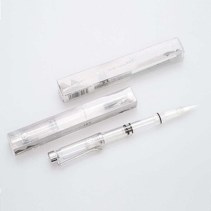 BANMI Transparent Calligraphy Brush Pen with Fine Point, Small Regular Script Wolf Hair, Ink Storage for Color Ink Use