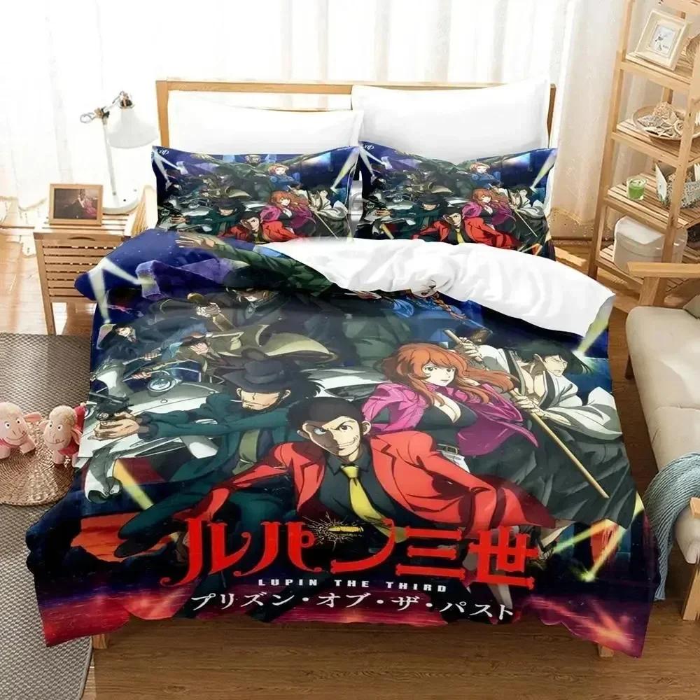 Anime Lupin Third Mine Fujiko Printed Bed Set Duvet Cover Pillowcase Bedding Set Linen Sheet Quilt Cover Full Queen King Size