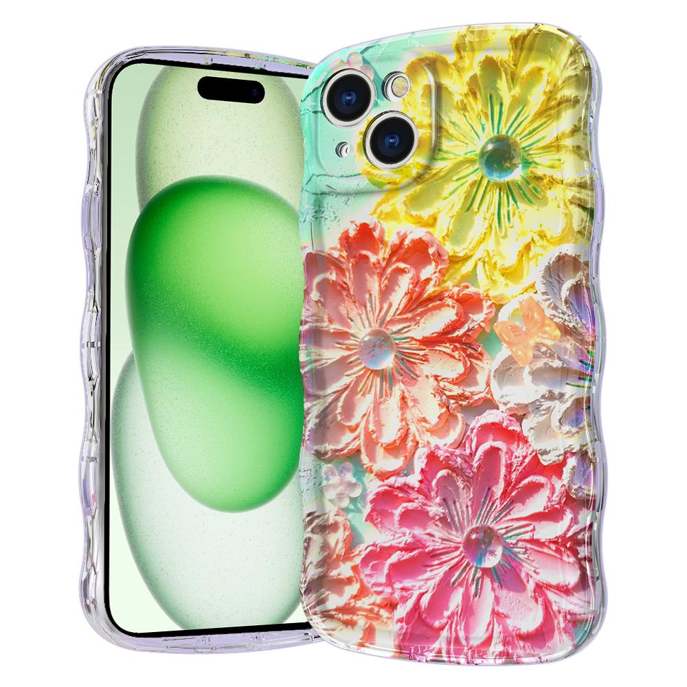 

For iPhone 15 Plus Magnetic Case Wave Edge Glitter TPU Phone Back Cover GWL10223