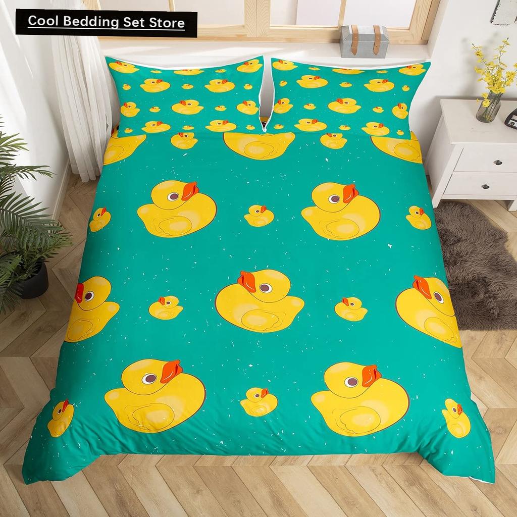 Uroczy kaczor król królowa poszwa na kołdrę kreskówka biała gęś zestaw pościeli zabawny wiejski zwierzęcy poszwa na kołdrę poliestrowa poszwa na kołdrę
