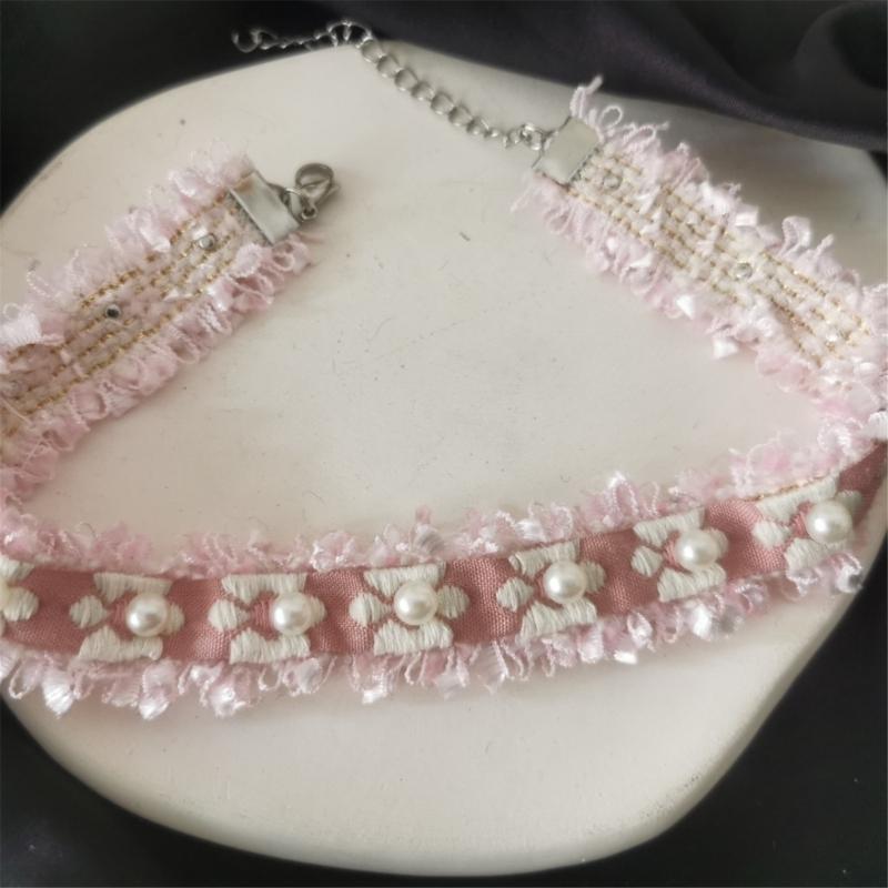 Small Flower Pearl Choker Necklace Sweet Cool Choker Neck Chain Temperament Neckband Jewelry Clavicle Chain Necklace