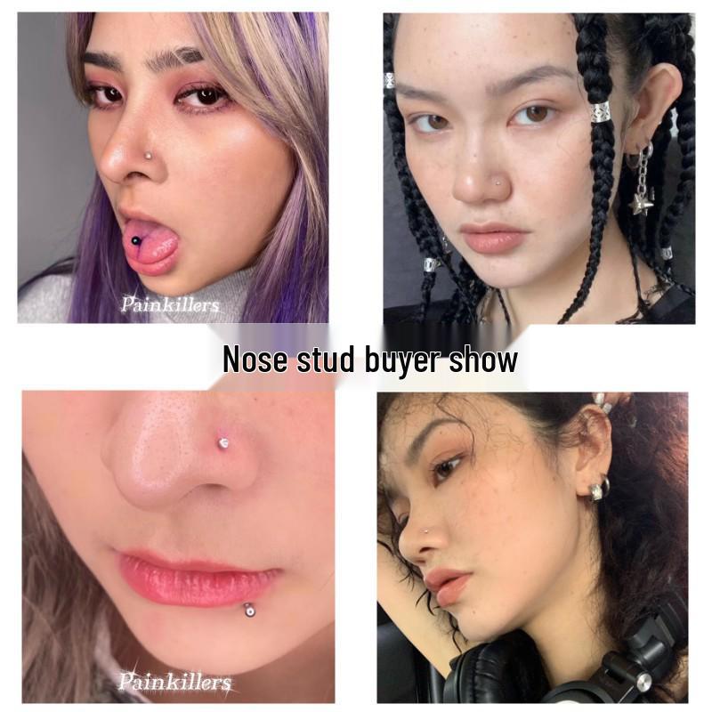 60pcs 1.8mm Stainless Steel Rhinestone Nose Studs & Ear Cartilage Jewelry